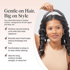 <span class=keywords><strong>Set</strong></span> per Arricciatura Senza Calore in Spugna con Scrunchies in Raso e LED per Capelli Lunghi/Corti, Ricci per la Notte, 2 Pezzi, Asta per Styling da 34 Pollici - Product Image 3