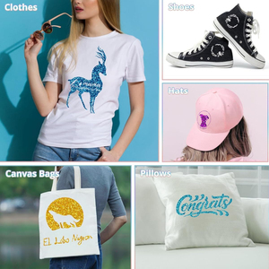 Tùy chỉnh chất lượng cao long lanh HTV truyền nhiệt Vinyl vàng long lanh PU Vinyl truyền nhiệt cuộn cho may mặc - Product Image 4