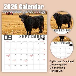 2026 cao nguyên Bò Lịch tùy chỉnh xoắn ốc lịch nghệ thuật giấy 300gsm lớn in tường kế hoạch lịch cho Tracker, lập kế hoạch - Product Image 3