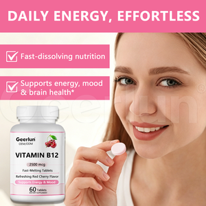 Complément alimentaire végétalien naturel OEM, vitamines pour l'énergie et le soutien immunitaire, vitamines nootropiques pour le cerveau, comprimés à croquer à la vitamine <span class=keywords><strong>B12</strong></span> - Product Image 2