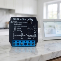 BiliHonDim MicDim58X - Regulador de Intensidad Inteligente, 220~240V, Sin Neutro, 1~100% de Atenuación, Memoria de Brillo, Control por Voz y Aplicación, Lámpara LED