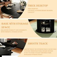 Table à manger extensible ronde à ovale Hanyee avec armoire de rangement, grain de bois noir, taille réglable