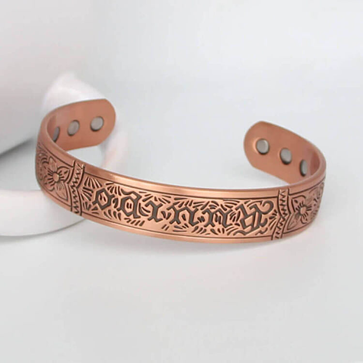 Bracciale magnetico in rame placcato argento Sabona - per donna e uomo - antidolorifico per artrite - Brushed Plain Silver
