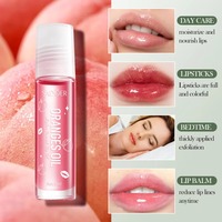 Produits de beauté pour les lèvres Huile à lèvres naturelle à la pêche, à l'avocat, à la fraise et à l'orange Hydratante, nourrissante, brillante pour les lèvres