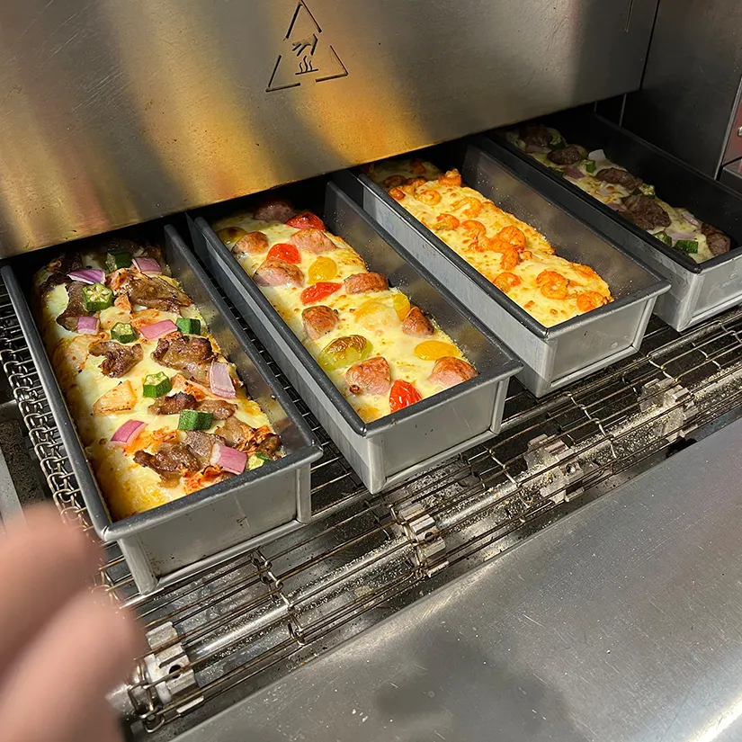 Pizza Hut Automatische Pizza Machine Continue Tunnel Pizza Transportband Oven