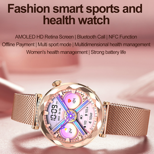 Hk88 Cô Gái Phụ Nữ 'Thông Minh Đồng Hồ HD AMOLED Màn Hình IP68 Không Thấm Nước NFC Trái Tim Tỷ Lệ Màn Hình Cuộc Gọi Trả Lời Tùy Chỉnh Quay Số Cho Android IOS - Product Image 2