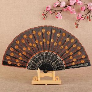 White Handle Fabric Printed Plastic <b>Hand</b> <b>Fan</b> Portable DIY Style for Business Gifts or Parties Model Pattern on Bamboo - Product Image 2
