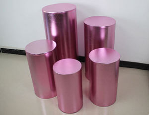 Piedistallo multicolore oro rosso lucido copertura in tessuto metallico piedistallo elastico coperture cilindriche bianche per la decorazione della festa - Product Image 4