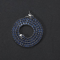 Collier tennis unisexe tendance en laiton incrusté de zircon bleu profond de 4 mm, style européen et américain, idéal pour les festivals et cadeaux
