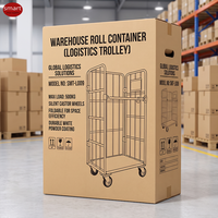 Chariot de manutention logistique en acier blanc robuste à 3 côtés avec base solide pour la distribution en grande quantité