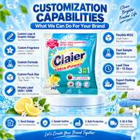 Lessive en poudre dégraissante au citron haute mousse, en sachets de 24g et 90g, pour lavage à la main, qualité stable, marque privée OEM, Papouasie-Nouvelle-Guinée