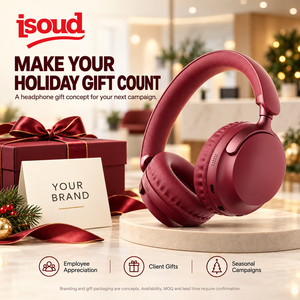 Casque sans fil supra-auriculaire rouge bordeaux, cadeaux de Noël, haut-parleurs 40 mm, audio AUX pour les magasins de détail et les acheteurs en gros de cadeaux de fin d'année - Product Image 4