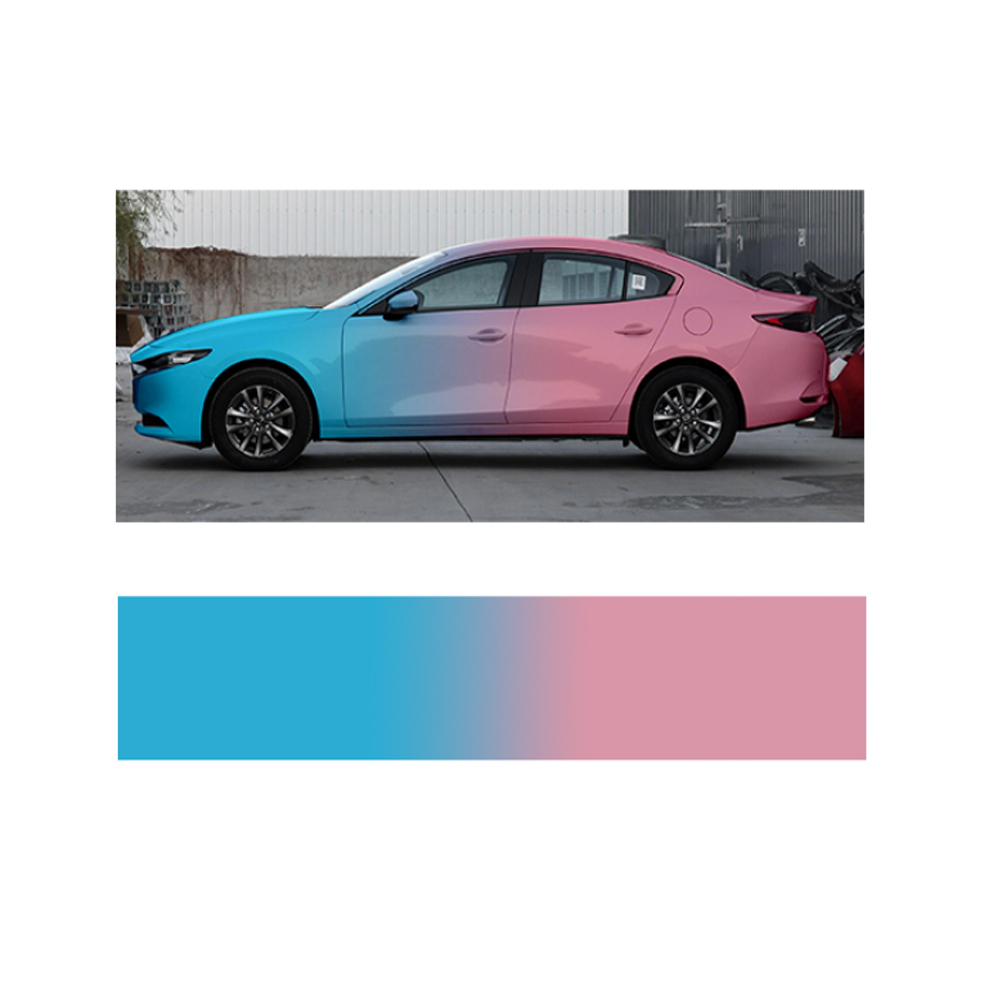 JuaraTech Double Color White Pink Fading Car Vinyl Chrome WRAP Full Body Sticker