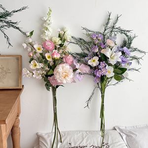Bouquet de fleurs artificielles Yasunobu, roses et pivoines en soie, décoration pour la remise des diplômes et la maison, ensemble combiné fait main - Product Image 4