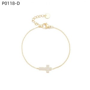 Pulsera Amy Amy Cross con cadena de circonia chapada en plata, regalo de joyería religiosa para mujer P0118 - Product Image 2