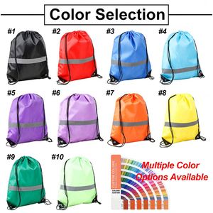 Mochila con Cordón de Poliéster con Logotipo Personalizado de Fábrica, con Tira Reflectante, Impermeable, para Deportes al Aire Libre - Product Image 2