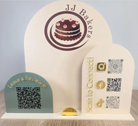 Plaque personnalisée en acrylique rose vif avec code QR pour réseaux sociaux, logo sur mesure, scanner pour se connecter
