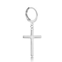 Boucles d'oreilles pendantes tendance en acier inoxydable, motif croix, argent, noir, or, bijoux d'oreille unisexe, vente en gros