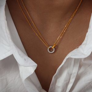 Ganku cổ điển đôi vòng Mặt dây chuyền vòng cổ thép không gỉ 18K vàng xương đòn chuỗi cá tính phương Tây Nữ Hoàng đồ trang sức - Product Image 6