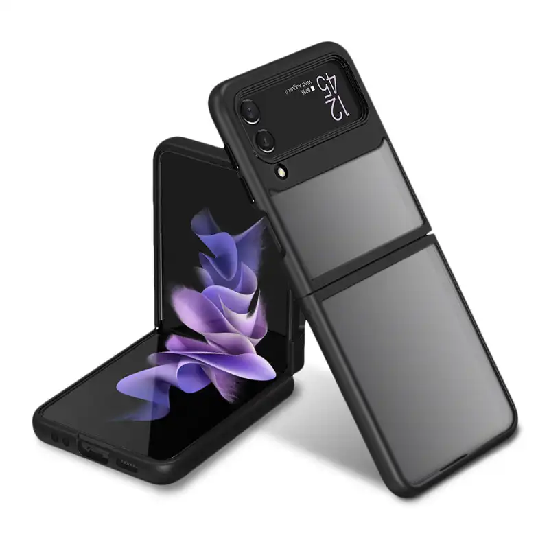 Para Samsung Z Aleta 3 Transparente Telefone tampa Traseira Rígido PC + Soft TPU Fosco Translúcido caso Armadura À Prova de Choque Para Galaxy Z flip3