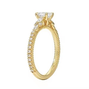 Anillo de moissanita creado con corte Ascher, joyería de compromiso de boda Halo de Plata de Ley 925, anillo de moissanita Micro pavé para mujer - Product Image 5