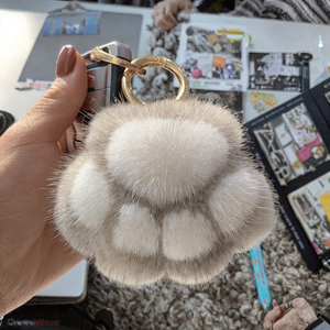 Cute Cat Paw Cloud Plush Keychain Soft Fluffy Stuffed Toy with Car <b>Keyring</b> and Bag Pendant <b>Charms</b> - Product Image 3
