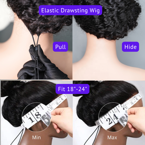 Perruque Afro Bouclée Kinky à 180 % de Densité, 3-en-1, Demi-Perruque Sans Colle, Ajustement Flexible, Cordon de Serrage, Cheveux Humains Naturels, Idéale Débutant - Product Image 4