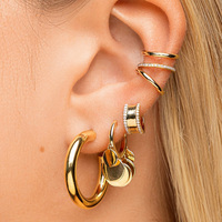 Boucles d'oreilles créoles larges Xinyun tendance en argent sterling 925 plaqué or 18 carats avec design épaissi bordé de diamants pour mariage