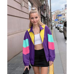 Chaqueta Cortavientos FOXA para Mujer, Estilo Retro de los 80, Bloques de Color, Manga Larga, Reversible, Chaqueta Deportiva, Ropa Exterior Informal de Primavera - Product Image 3