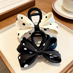 Korean hair accessories wholesale, fashionable polka dot elegant updo <b>bow</b> large hair <b>clip</b> women's back of head shark <b>clip</b> new - Product Image 3