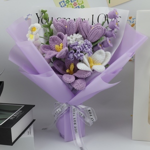 <span class=keywords><strong>Ramo</strong></span> de Flores Artificiales Tejidas a Mano al por Mayor, 11 Piezas, Flores de Crochet Ecológicas Desechables Multicolores, <span class=keywords><strong>Tulipanes</strong></span> <span class=keywords><strong>y</strong></span> <span class=keywords><strong>Rosas</strong></span> - Product Image 1