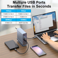Station d'accueil USB-C 16-en-1 10 Gbit/s Triple Moniteur Double PD 100W Gigabit Ethernet SD TF Hub pour Ordinateur Portable