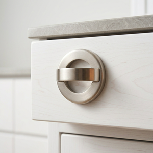 Modern Brass Cabinet Knob Round Furniture Hardware Durable Kitchen Drawer Pull Satin Nickel High quality Drawer Dresser <b>Door</b> Use - Product Image 2