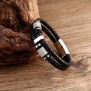 <span class=keywords><strong>Precio</strong></span> al por mayor, pulsera <span class=keywords><strong>de</strong></span> cuero personalizada, joyería para <span class=keywords><strong>hombre</strong></span>, brazalete <span class=keywords><strong>de</strong></span> <span class=keywords><strong>cordón</strong></span> <span class=keywords><strong>de</strong></span> cuero trenzado <span class=keywords><strong>de</strong></span> acero inoxidable - Product Image 5