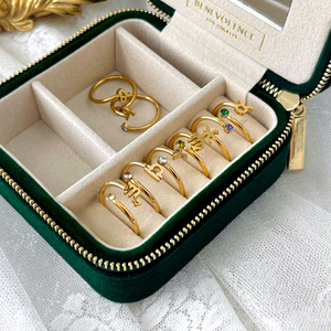 Anillo de Acero Inoxidable con Zirconia y Baño de Oro de 18K, Joyería de Moda para <span class=keywords><strong>Mujer</strong></span>, Piedra de Nacimiento del Zodiaco - Product Image 1