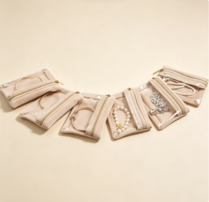 Beige Velvet Zipper Jewelry Pouches, Clear View Travel Jewellery <b>Storage</b> Bags for Rings, Necklaces and <b>Earring</b> Collection - Product Image 5