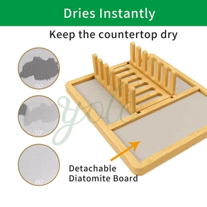 Estera de diatomita Estante de bambú con patas Plato de secado rápido Nuevos pies plegables grandes plegables <span class=keywords><strong>oll</strong></span> Up para encimera de cocina Piedra - Product Image 3