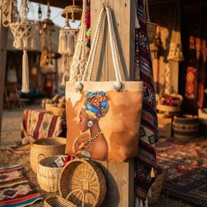 African Girls <b>Canvas</b> <b>Tote</b> Bags Large Capacity <b>Canvas</b> Shopping Bag Outdoor Travel Storage <b>Canvas</b> Handbag - Product Image 1