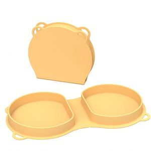 Silicone Tableware <b>Set</b> Children's Outdoor Tourism Dinner Plate with Fork and Spoon <b>Lunch</b> Box for Kids - Product Image 1
