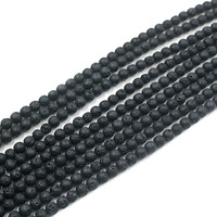 주얼리 제작용 블랙 천연 원석 용암 비즈, 4mm 6mm 8mm 10mm 12mm 14mm