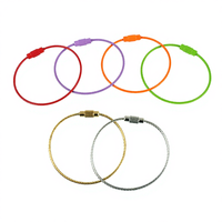 Porte-clés en métal bricolage couleur bonbon avec étiquette de câble métallique peint Accessoires de bijoux pour personnaliser les clés Porte-clés anneau en fil