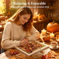 Kit de Peinture 3D aux Perles Citrouille Récolte d'Automne DIY Faite à la Main Style Rustique Décoration Murale Forme Carrée Cadeau Saisonnier