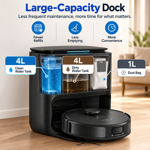 Robot Vacuum Cleaner <b>Mop</b> 20000Pa Power Suction 3-in-1 Sweeping Mopping Wet/<b>Dry</b> HEPA Smart Base Station Cleaning Robot for Hotel - Product Image 2