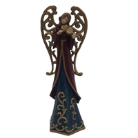 Statue d'ange de Noël rouge foncé/blanc de 30 cm en polyrésine, ornement de bureau