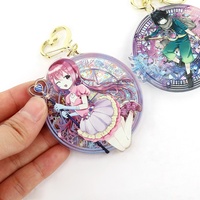   Breloque shaker transparente en plastique personnalisée, porte-clés shaker en acrylique transparent avec paillettes, motif dessin animé anime personnalisé