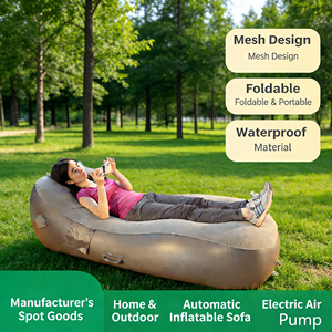 Sofá Inflável Portátil Verda de Um Minuto, Design Moderno Dobrável e Impermeável com Capa Removível para Uso em Acampamentos ao Ar Livre e Interno - Product Image 1