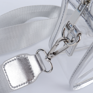 Women's Lady Custom Fashion <b>Storage</b> Zipper Crossbody Messenger Bag Waterproof Clear PVC Organizer Silver Shoulder Bag Portable - Product Image 3
