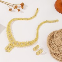 Conjunto de Collar y Aretes, Collar y Aretes de Novia Árabe de Dubái, Conjunto de Joyería Africana para Damas