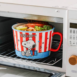 ชามบะหมี่กึ่งสำเร็จรูปสนูปปี้เซรามิกไมโครเวฟปลอดภัยความจุขนาดใหญ่ด้ามจับเดี่ยวดีไซน์การ์ตูนสำหรับของขวัญปาร์ตี้สำหรับเด็ก - Product Image 2