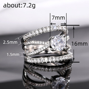 Anello a strati incrociati da donna, elegante gioiello da fidanzamento alla moda - Product Image 5